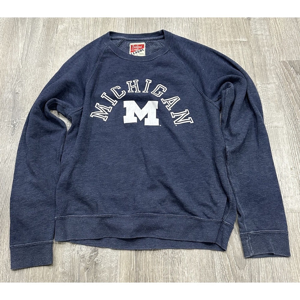 University of Michigan Sweater Men's Small Navy Triblend‎ Sweats League Sweater